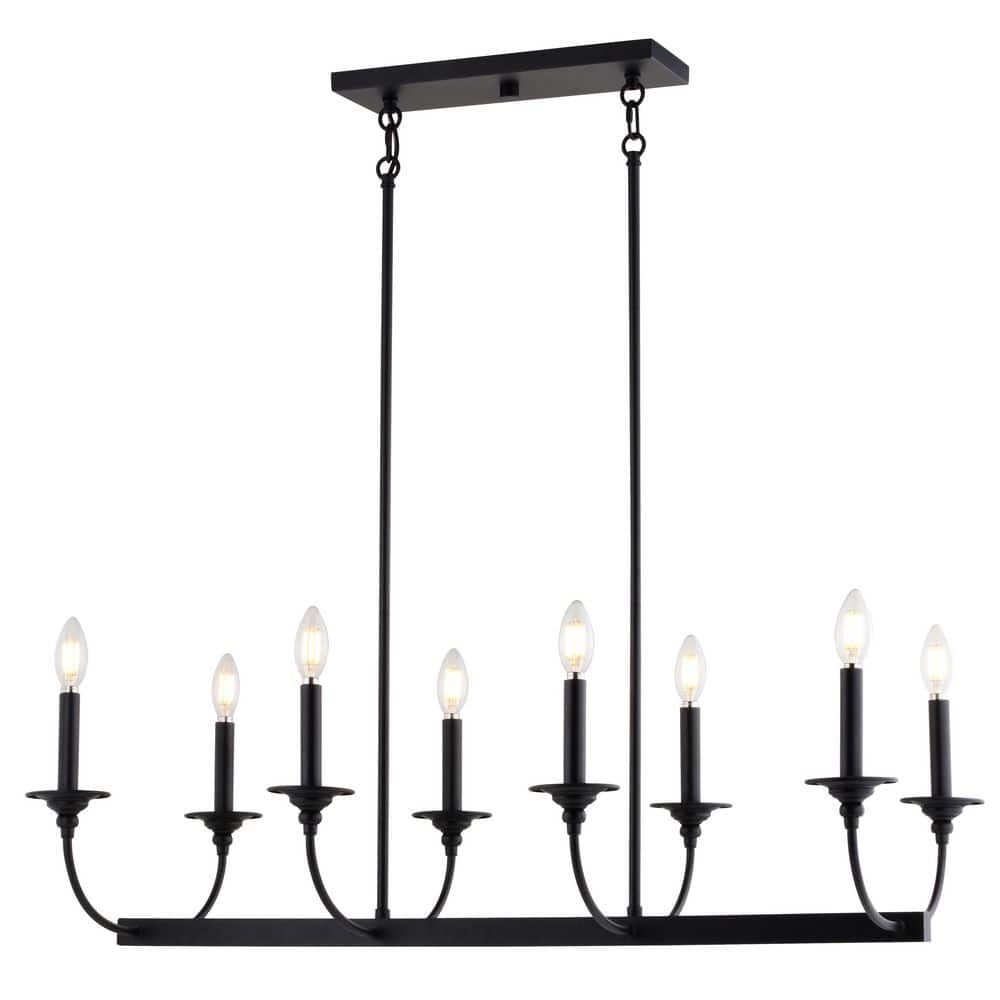 VAXCEL Durham 8-Light Matte Black Linear Chandelier, Adjustable