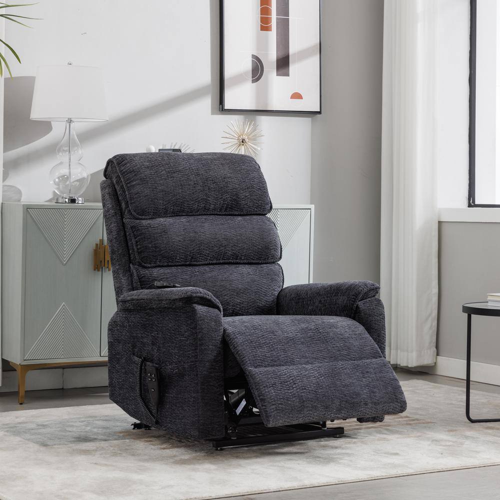 Grey Chenille Power Lift Recliner with Heat and Massage