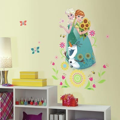2.5 in. W x 21 in. H Disney Frozen Fever Group 6-Piece Peel and Stick Giant Wall Graphic