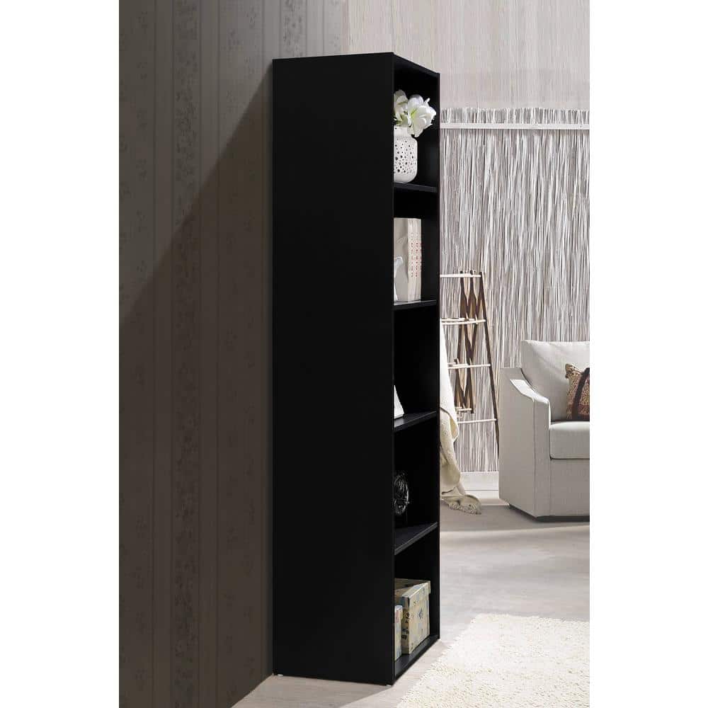 Kids' Playful Cube Organizer Bookcase with Doors - Black Wood