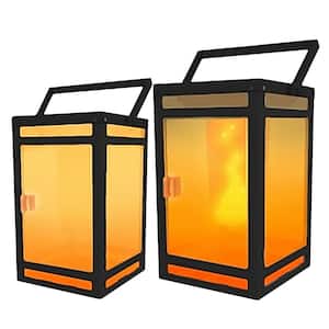 Black Solar LED Outdoor Portable Lantern Sconce