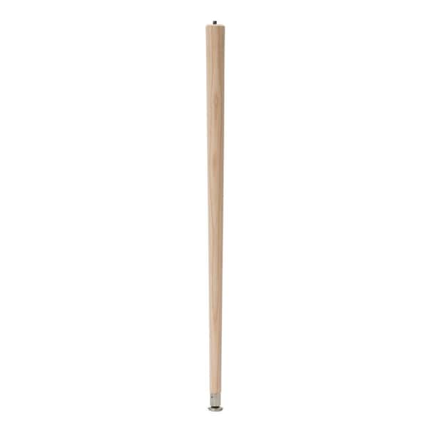 Waddell 28 in. Round Taper Table Leg with Hanger Bolt - 1.5 in. Dia. Tapers to 0.875 in. - Unfinished Hardwood - Self Leveling
