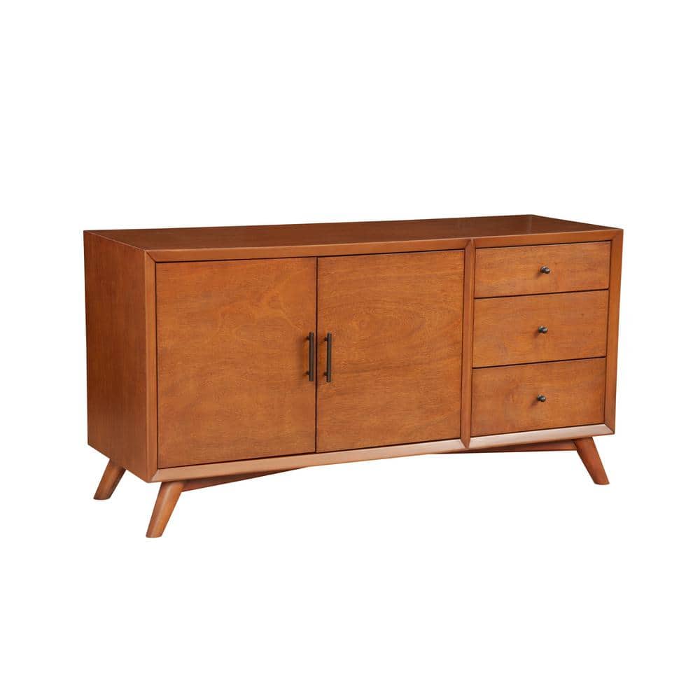Alpine Furniture Flynn Acorn Wood 58 in. W Sideboard with Solid Wood