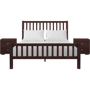 Hampton Espresso Brown Wood Frame King Platform Bed with Storage (2-Nightstands)