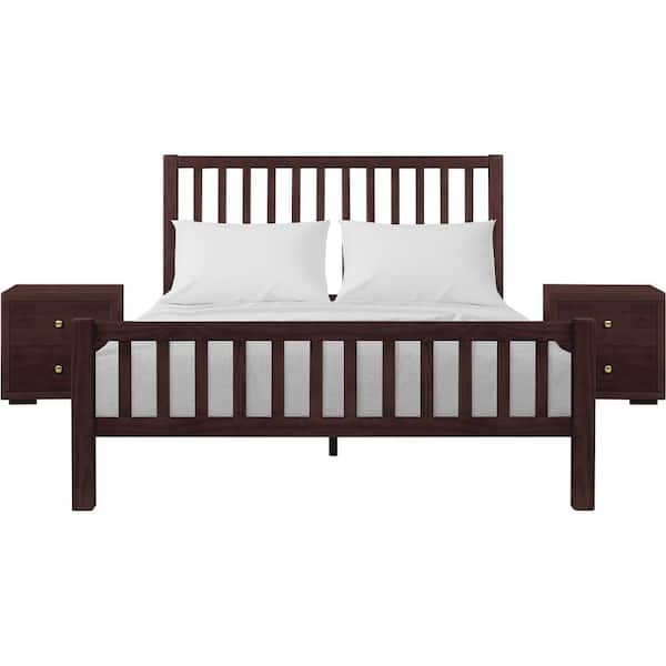 Camden Isle Hampton Espresso Brown Wood Frame King Platform Bed with Storage (2-Nightstands)