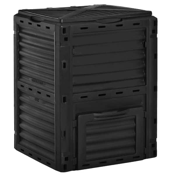 Outsunny 80 Gal. Large Capacity Stationary Composter Garden Compost Bin in Black