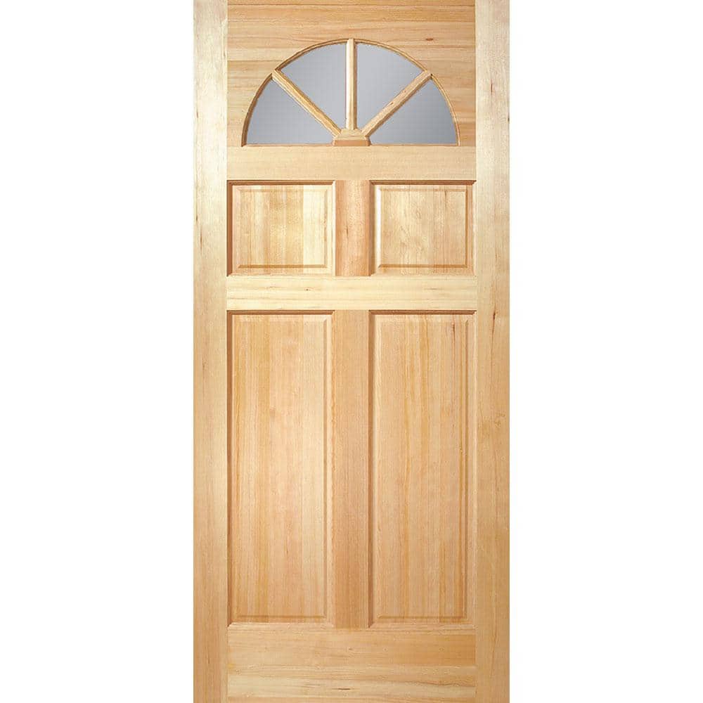 Masonite 36 in. x 80 in. Fan Lite Unfinished Fir Front Exterior Door