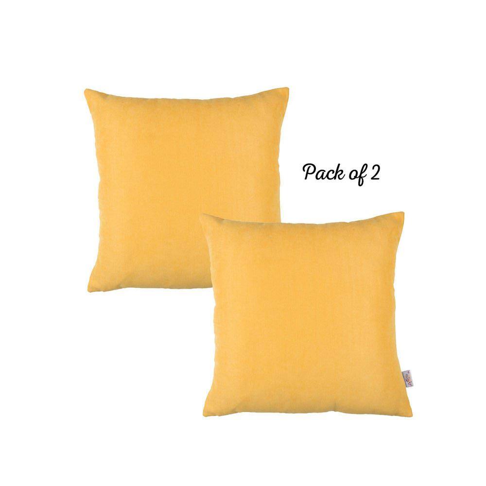 Yellow Polyester 22" Square Pillow Covers Set of 2