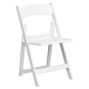 White Resin Seat with Resin Frame Folding Chair (Set of 2)