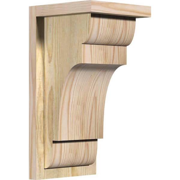 Ekena Millwork 8 in. x 8 in. x 16 in. Douglas Fir New Brighton Rough Sawn Corbel with Backplate