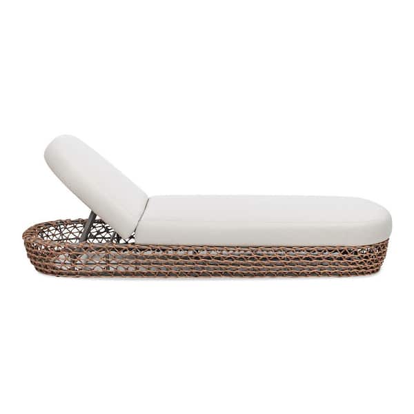 Willow 80.5 in. Sunbrella Upholstered with Wicker Frame Woven Patio Lounger in Wheat Beige