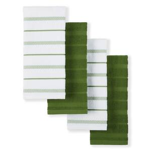 Albany Green/White Matcha Cotton Kitchen Towel Set (4-Pack)