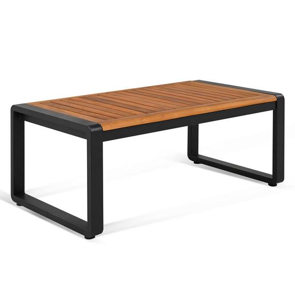 AG Large 4-Piece Metal Acacia Wood Patio Conversation Set