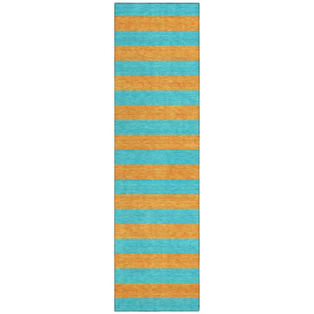 Aqua 2 ft. x 8 ft. Woven Striped Polyester Runner Indoor/Outdoor Area Rug price history on PriceWatchPro