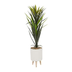 49 in. H Dracaena Artificial Plant with Realistic Leaves and White Ceramic Pot