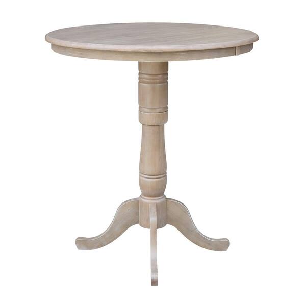International Concepts 3 Piece Set Weathered Taupe Gray Laurel Solid Wood 36 In Round Bar Height Dining Table And 2 Alexa Armless Stools K09 36rt S6133 The Home Depot Dining Table And 2 Alexa Armless Stools, 36 Round Pub Table Set