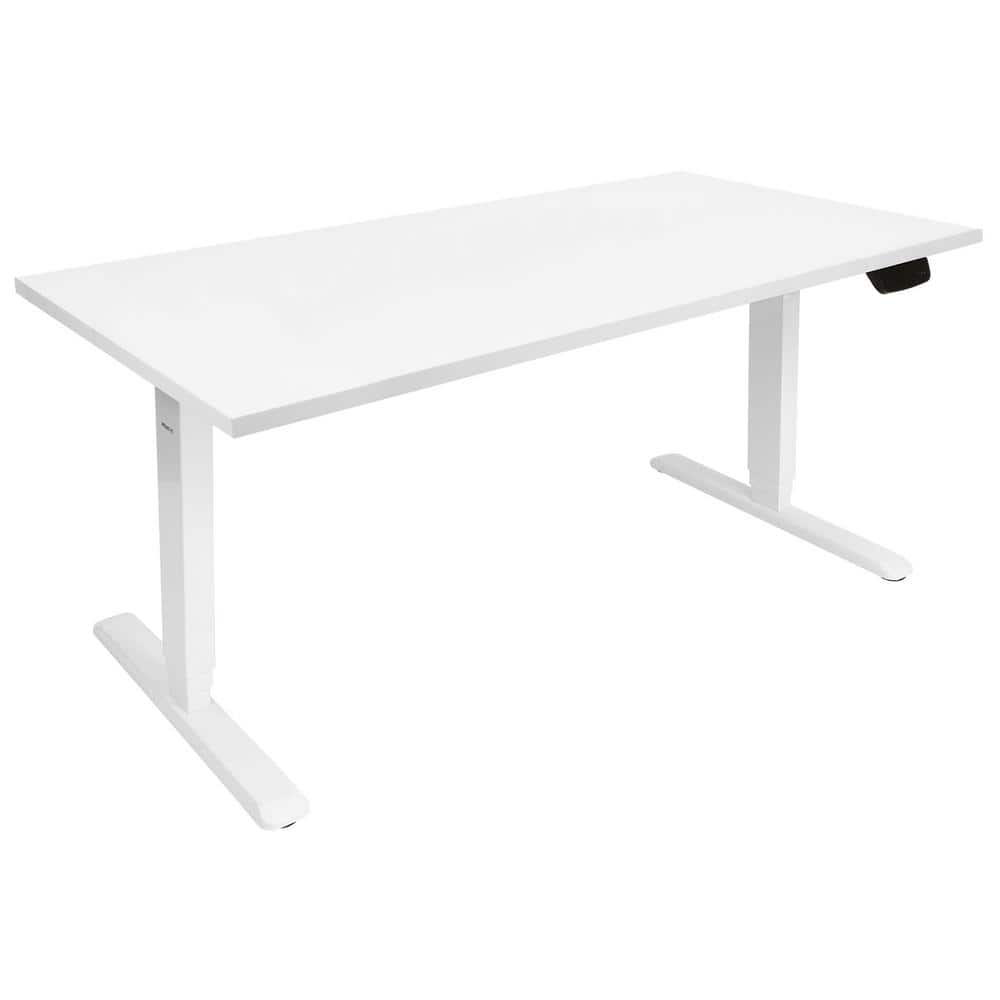 Mount-It 59 in. White Frame White Rectangular Tabletop Electric Height Adjustable Standing Desk with Dual Motor -  MI-18067
