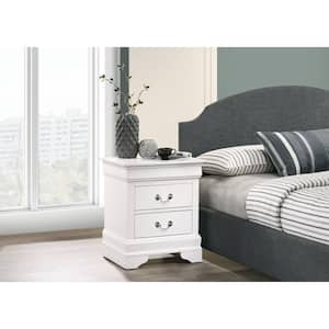 Louis Philippe 2-Drawer White Nightstand (24 in. H x 21 in. W x 16 in. D)