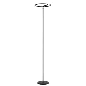 Twizzler 67.52 in. Black Finish Round LED Bright Light Floor Lamp Dimmable Up-Light Tall Standing Torchiere Lamp