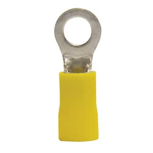 12 - 10 AWG #8 - 10 Stud Size Vinyl-Insulated Ring Terminals in Yellow (15-Pack)