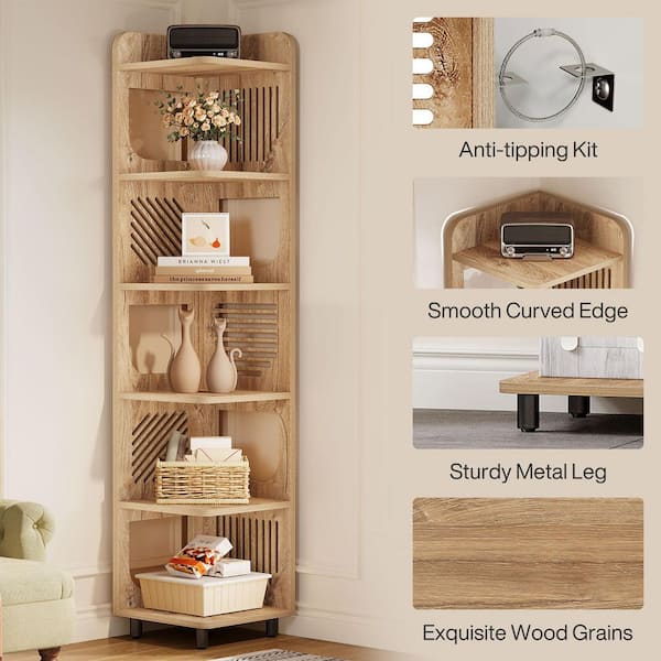 【BGO】新品 EGS SHELF ウォールナット EDGE STAND BYBLIGHT Eulas 71.9 in. Tall Natural Engineered Wood 5-Shelf