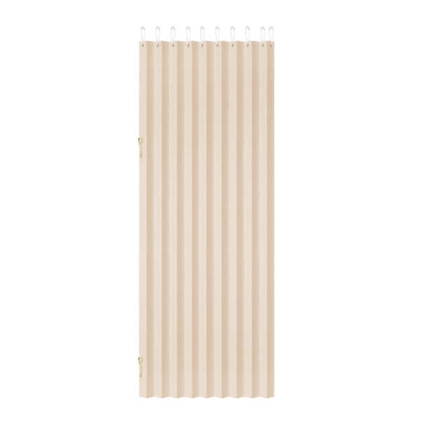47 in. x 78 in. Beige, Stainless Steel, Blackout Fabric Accordion Door with Hanging Hook, Magnetic Strip, Instructions