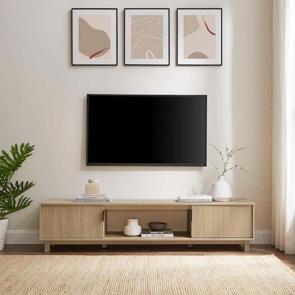 TV Stand Cabinet for TVs up to 43, 120cm Media Entertainment Center TV  Console Storage Cabinet with 5 Drawers Wood Legs, Wood Living Room  Sideboard