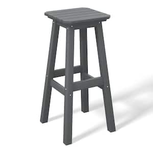 Laguna 29 in. HDPE Plastic All Weather Backless Square Seat Bar Height Outdoor Bar Stool in Gray