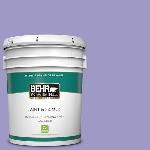 BEHR PREMIUM PLUS 5 gal. #630B-5 Majestic Violet Semi-Gloss Enamel Low Odor Interior Paint & Primer