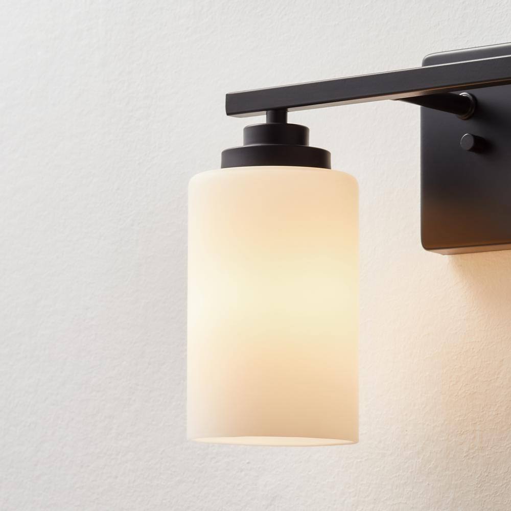 Black Steel 2-Light Dimmable Cylinder Vanity Light