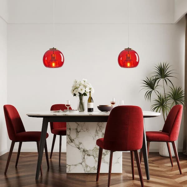 ZHLWIN Home Lighting ‎60-Watt 1 Light 7.87 in. Red Glass Globe