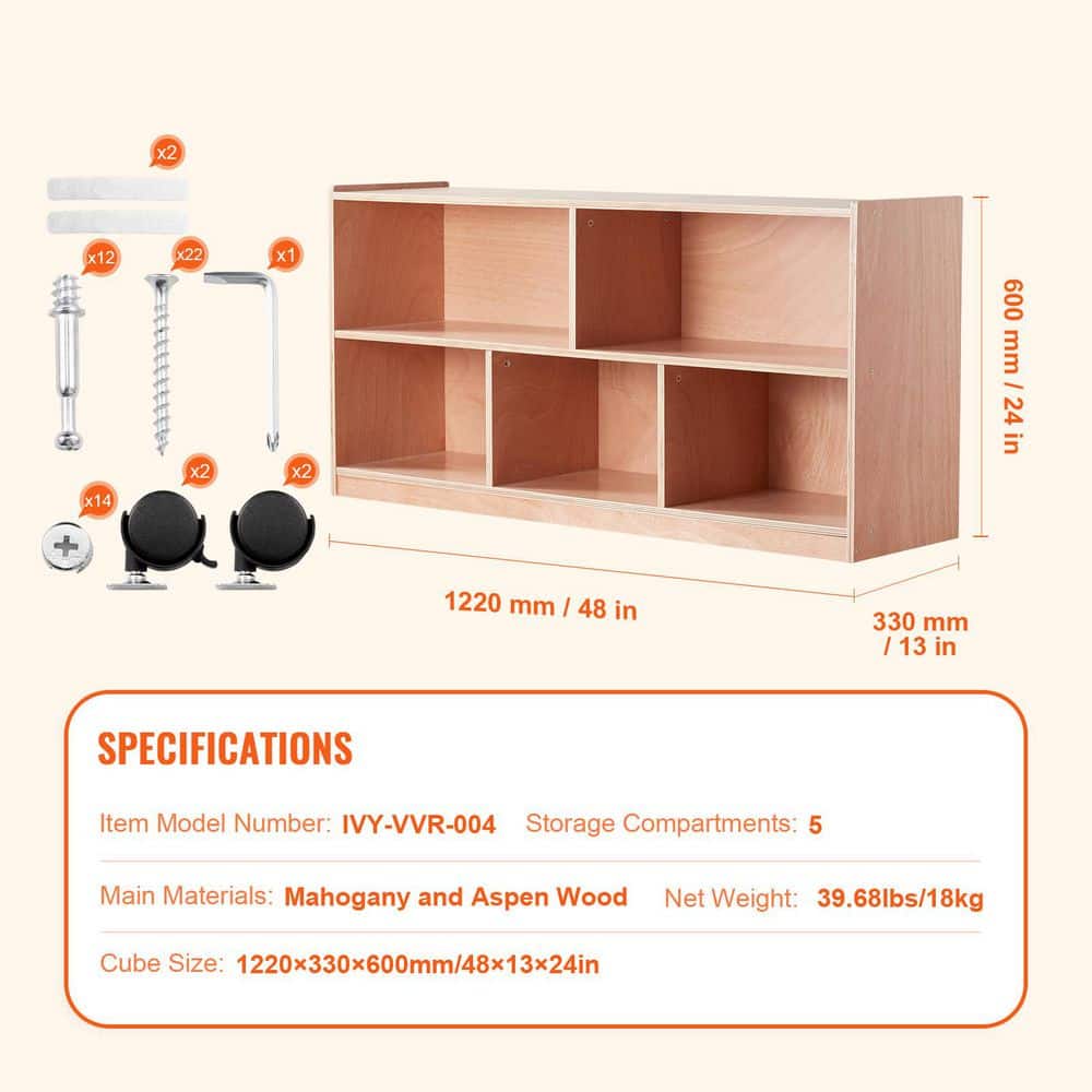 Brown Wooden Kids Toy Storage Organizer with Cubes