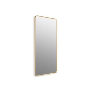Essential 28 in. X 60 in. Rectangular Bathroom Vanity Mirror in Moderne Brushed Gold