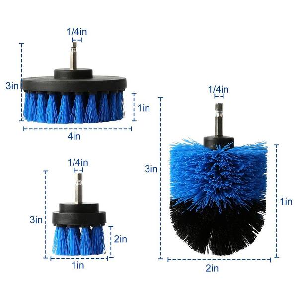 Frentaly 3-Piece Heavy Duty Auto Detailing Drill Brush Kit – For Carpet, Tile, Grout