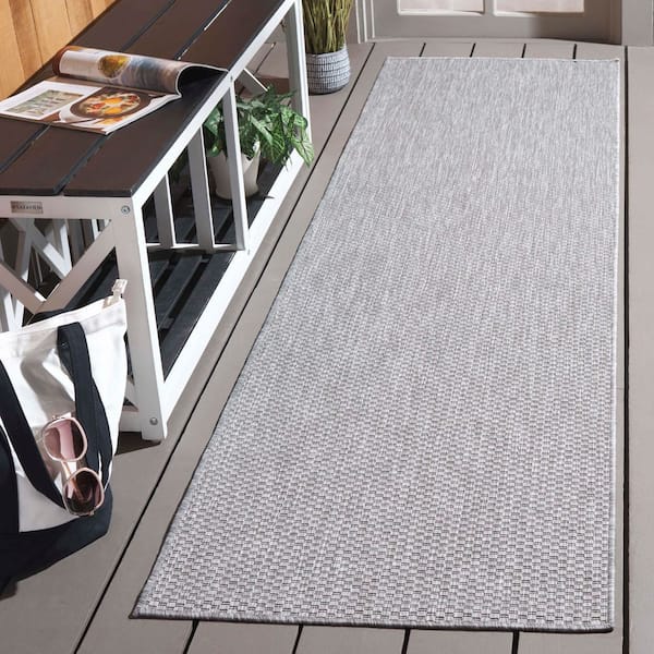 Beach House Gray 2 ft. x 8 ft. Solid Marle Indoor/Outdoor Runner Rug