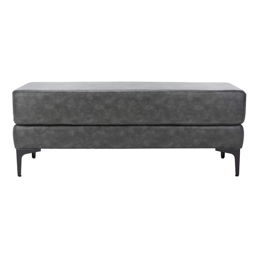 Elise 48 in. Gray/Black Upholstered Entryway Bench