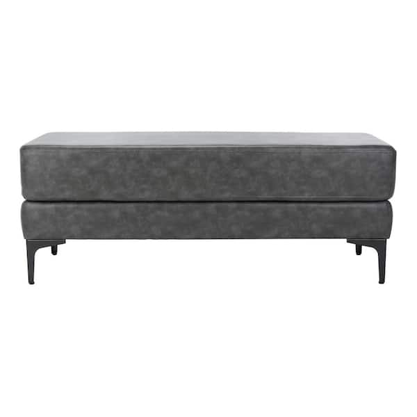 Elise 48 in. Gray/Black Upholstered Entryway Bench