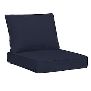 22.5 in. x 24.5 in. 19 in. x 22.5 in. 2-Piece Seat Rectangle Outdoor Lounge Chair Cushion Throw Pillow Set Dark Blue