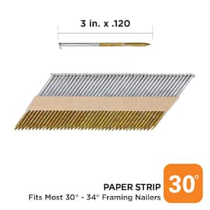 3 in. x 0.120 30° Hot Dipped Galvanized Ring Shank Paper Tape Framing Nails (2000 per Box)