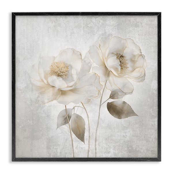 Contemporary Muted Blossoms by Irene Weisz Black Framed Nature Giclee Art Print 17 in. x 17 in.