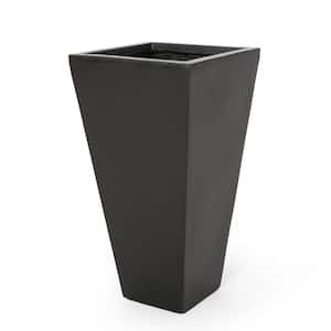 13 in. Lightweight Concrete Outdoor Modern Small Planter, Black