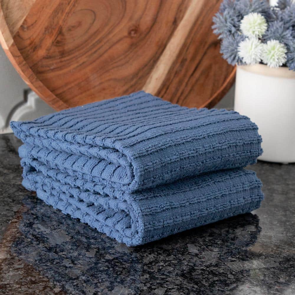 Federal Blue Terry Cotton Kitchen Towel Set, 2-Pack