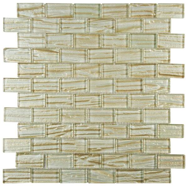 Merola Tile Aspen Subway Cream 12-1/2 in. x 12-1/2 in. x 5 mm Glass Mosaic Tile