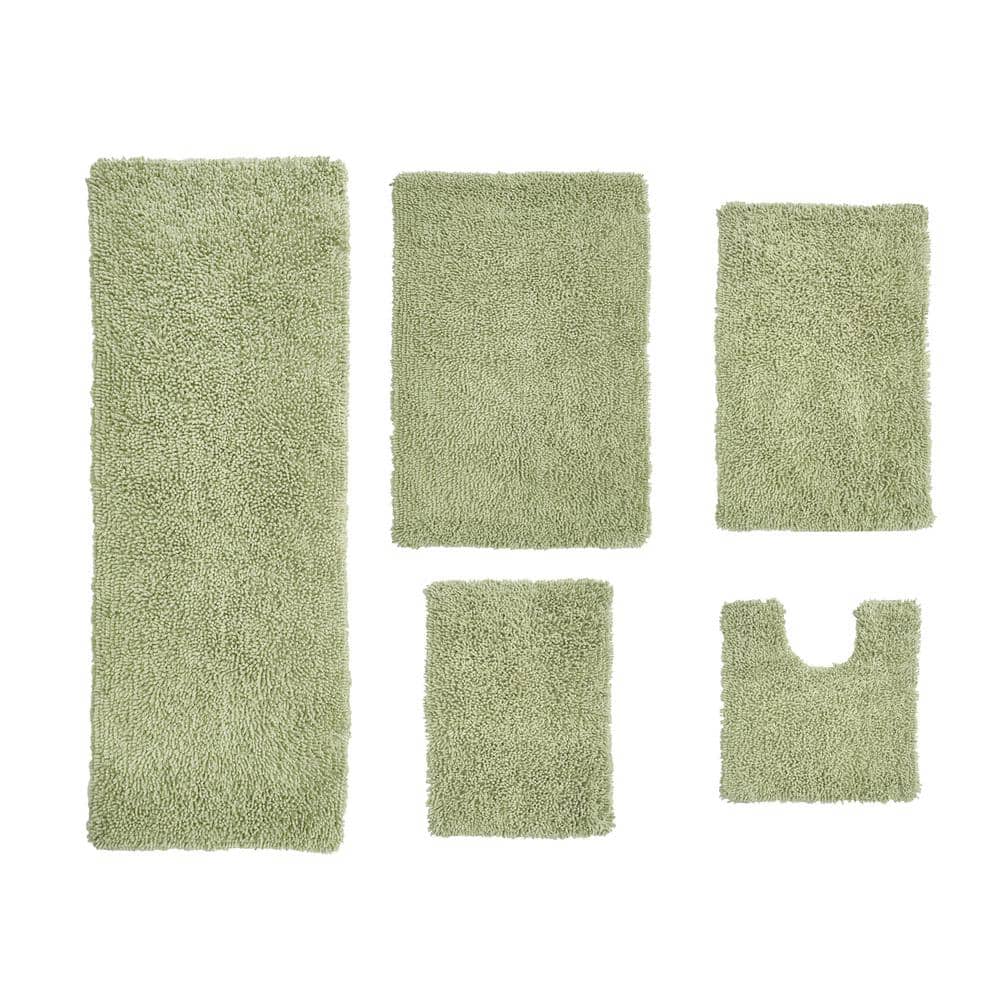 HOME WEAVERS INC Fantasia Bath Rug 100 Cotton Bath Rugs Set, 5Pcs Set