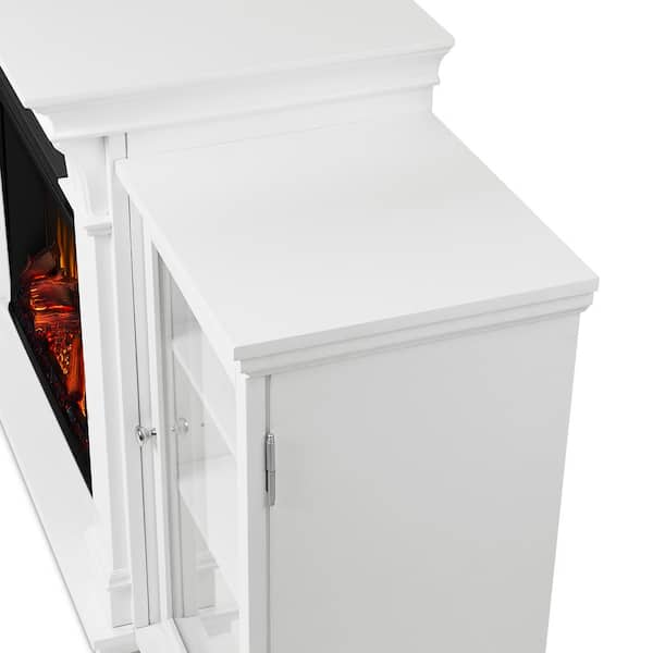 Real Flame Calie 67 In Electric, Calie Entertainment Center Electric Fireplace In White Real Flame 7720e W