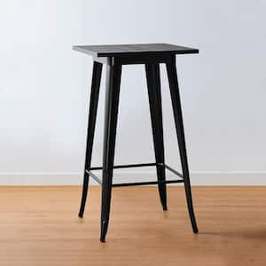 41.50 in. H Black Steel Bar Table with Solid Elm Wood Top
