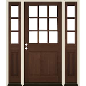 64 in. x 80 in. Right Hand 9-Lite with Beveled Glass Provincial Stain Douglas Fir Prehung Front Door Double Sidelite