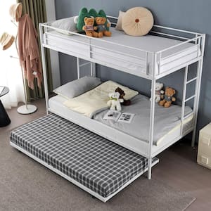 White Twin Bunk Bed with Trundle