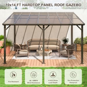 10 ft. x 14 ft. Hardtop Sloping Pitched Roof Gazebo, Outdoor Gazebos with Aluminum Frame