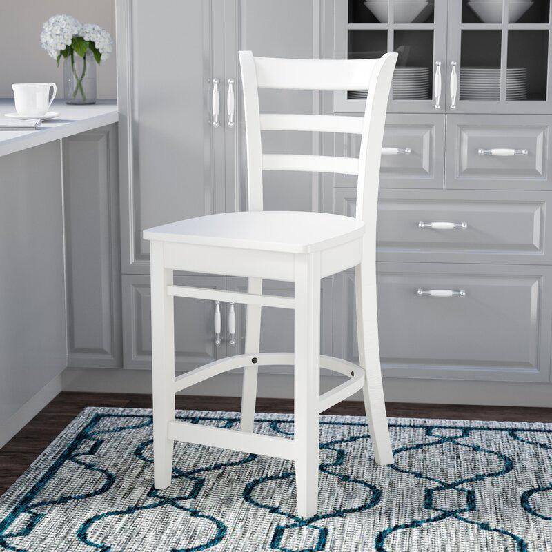 Emily Solid Wood White Counter Height Barstool 41"